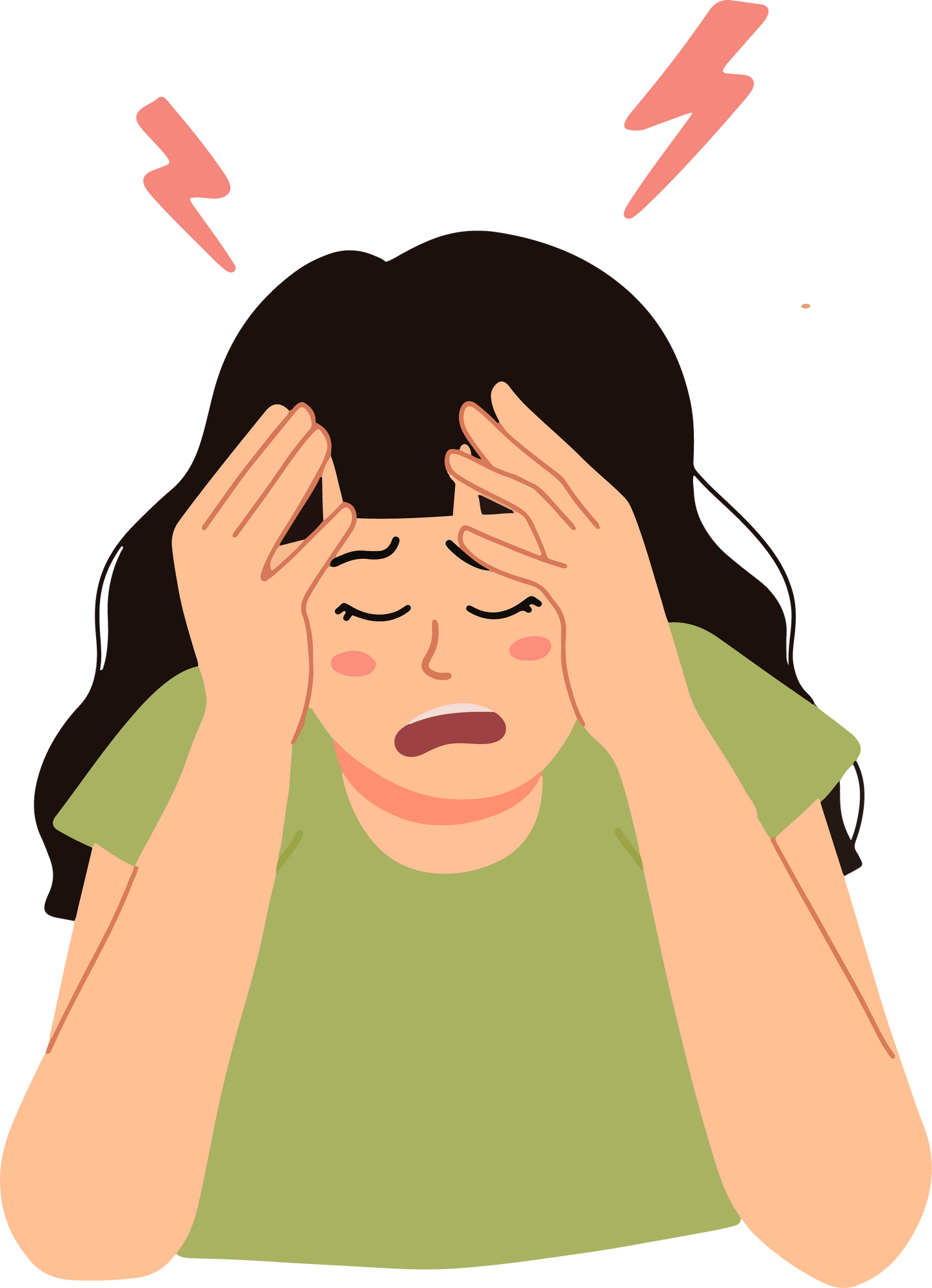 woman having headache holding her stressed head