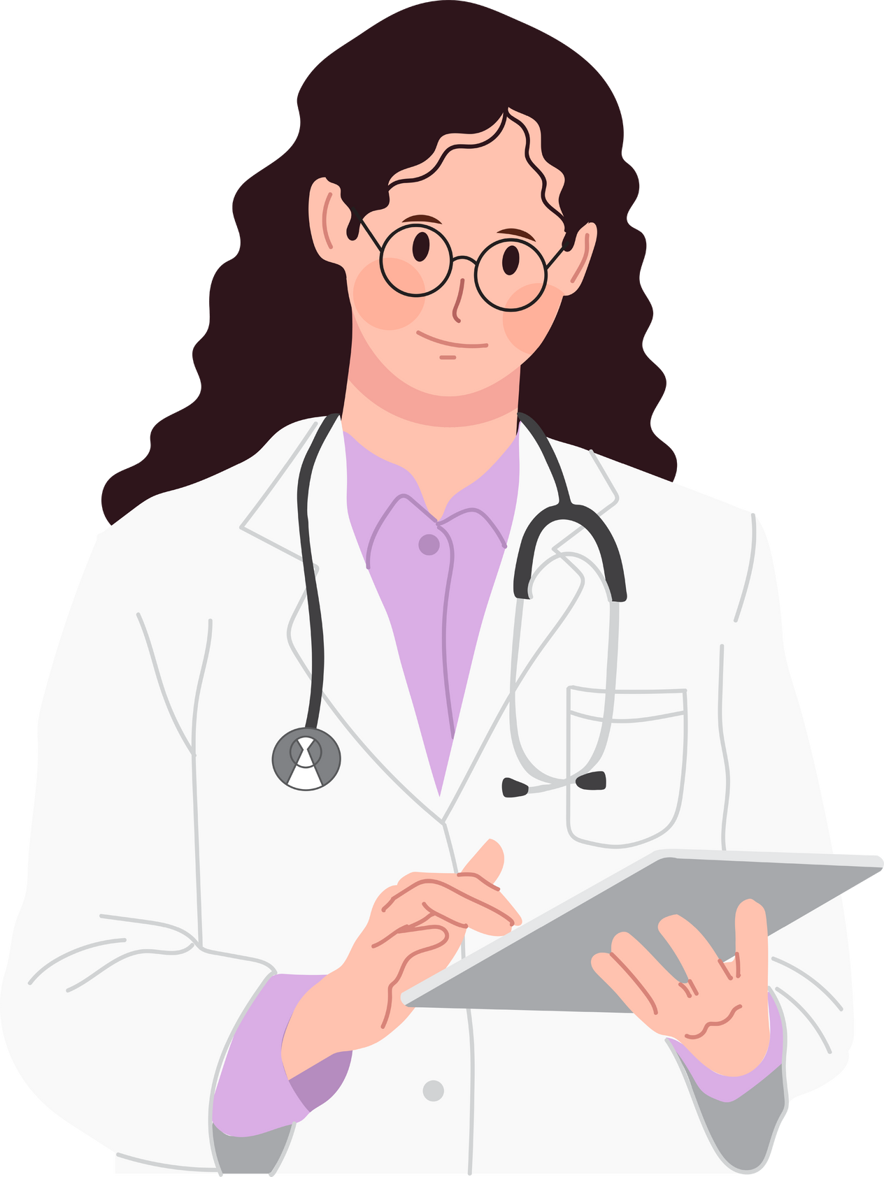 Women doctor holding digital tablet.